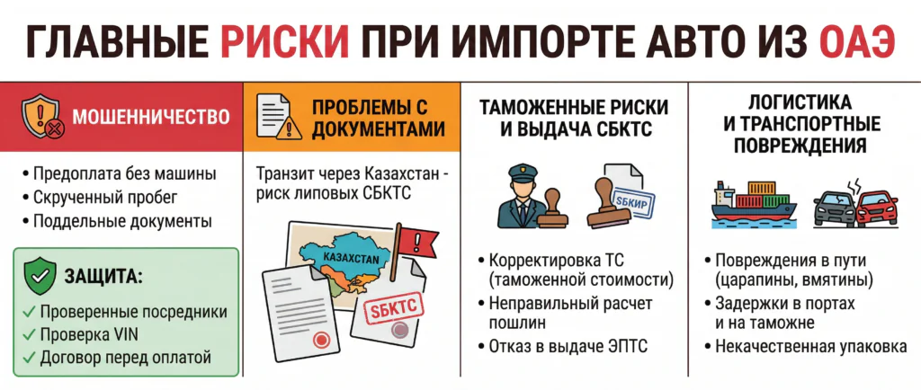 ГЛАВНЫЕ РИСКИ ПРИ ИМПОРТЕ АВТО ИЗ ОАЭ